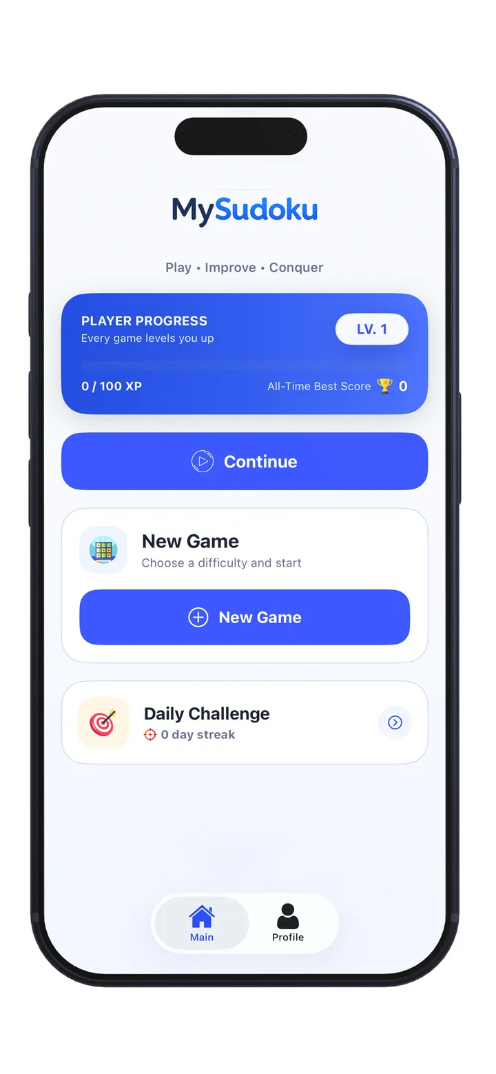 MySudoku home screen