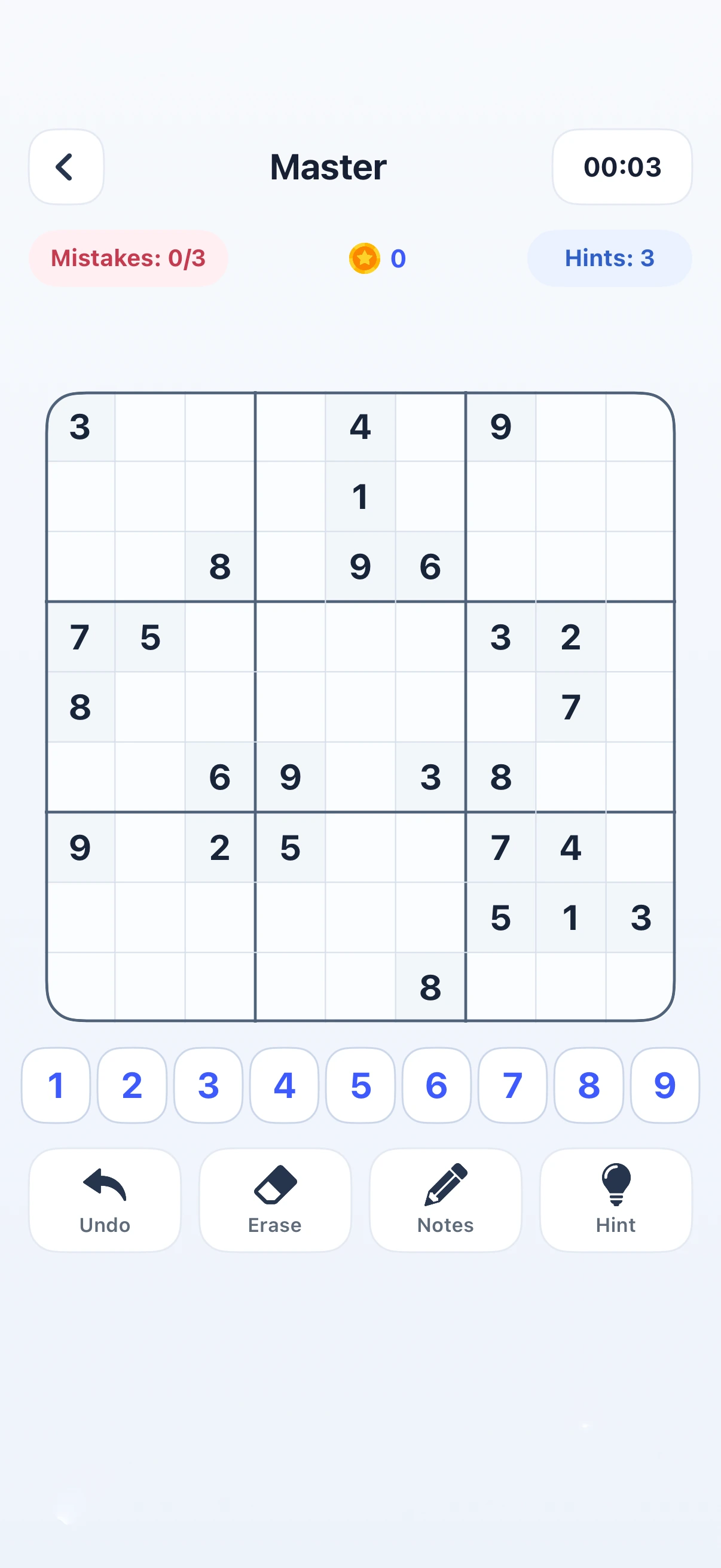 MySudoku gameplay screen